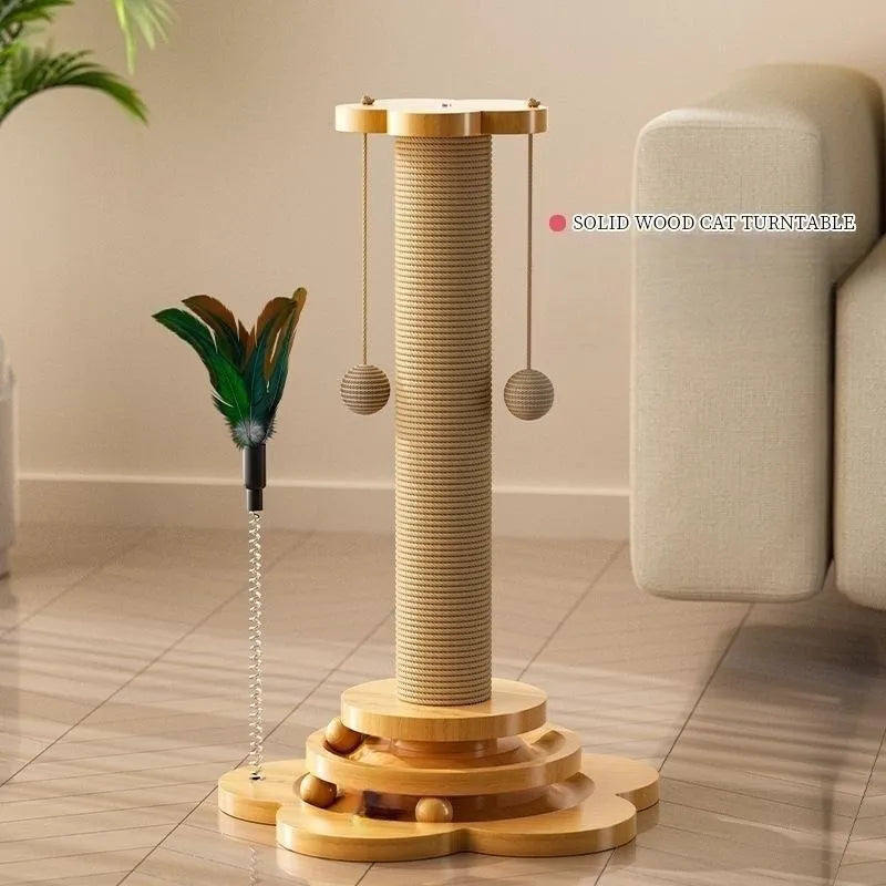 Wooden Cat Turntable: Interactive Scratching Toy for Cats